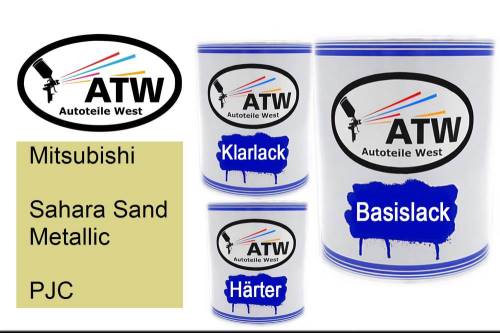 Mitsubishi, Sahara Sand Metallic, PJC: 1L Lackdose + 1L Klarlack + 500ml Härter - Set, von ATW Autoteile West.